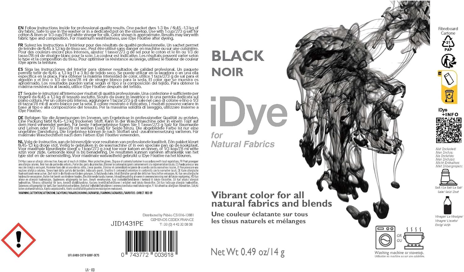 ジャカードiDyeファブリック染料14グラム-ブラック HP147Y トナー